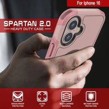 Charger l&#39;image dans la galerie, Coque PunkCase pour iPhone 16, [Série Spartan 2.0] Coque robuste et transparente avec protecteur d&#39;écran intégré [rose]
