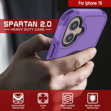 Charger l&#39;image dans la galerie, Coque PunkCase pour iPhone 16, [Série Spartan 2.0] Coque robuste et transparente avec protecteur d&#39;écran intégré [violet]
