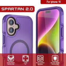 Charger l&#39;image dans la galerie, Coque PunkCase pour iPhone 16, [Série Spartan 2.0] Coque robuste et transparente avec protecteur d&#39;écran intégré [violet]
