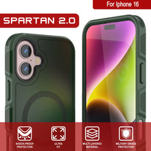 Charger l&#39;image dans la galerie, Coque PunkCase pour iPhone 16, [Série Spartan 2.0] Coque robuste et transparente avec protecteur d&#39;écran intégré [vert foncé]
