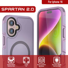 Charger l&#39;image dans la galerie, Coque PunkCase pour iPhone 16, [Série Spartan 2.0] Coque robuste et transparente avec protecteur d&#39;écran intégré [lilas]
