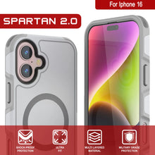 Charger l&#39;image dans la galerie, Coque PunkCase pour iPhone 16, [Série Spartan 2.0] Coque robuste et transparente avec protecteur d&#39;écran intégré [blanc]
