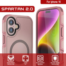 Charger l&#39;image dans la galerie, Coque PunkCase pour iPhone 16, [Série Spartan 2.0] Coque robuste et transparente avec protecteur d&#39;écran intégré [rose]
