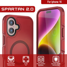 Charger l&#39;image dans la galerie, Coque PunkCase pour iPhone 16, [Série Spartan 2.0] Coque robuste et transparente avec protecteur d&#39;écran intégré [rouge]
