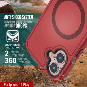 Coque PunkCase pour iPhone 16 Plus, [Série Spartan 2.0] Coque robuste et transparente avec protecteur d'écran intégré [rouge]