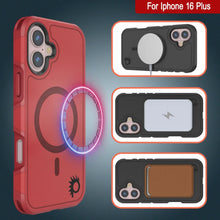 Charger l&#39;image dans la galerie, Coque PunkCase pour iPhone 16 Plus, [Série Spartan 2.0] Coque robuste et transparente avec protecteur d&#39;écran intégré [rouge]
