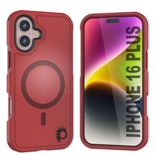 Charger l&#39;image dans la galerie, Coque PunkCase pour iPhone 16 Plus, [Série Spartan 2.0] Coque robuste et transparente avec protecteur d&#39;écran intégré [rouge]
