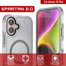 Charger l&#39;image dans la galerie, Coque PunkCase pour iPhone 16 Plus, [Série Spartan 2.0] Coque robuste et transparente avec protecteur d&#39;écran intégré [blanc]
