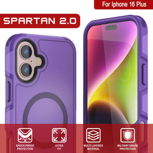 Coque PunkCase pour iPhone 16 Plus, [Série Spartan 2.0] Coque robuste et transparente avec protecteur d'écran intégré [violet]