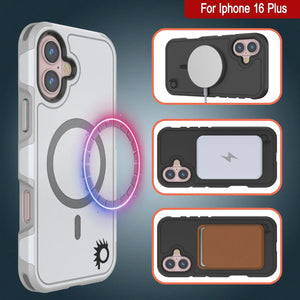 Coque PunkCase pour iPhone 16 Plus, [Série Spartan 2.0] Coque robuste et transparente avec protecteur d'écran intégré [blanc]