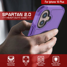 Charger l&#39;image dans la galerie, Coque PunkCase pour iPhone 16 Plus, [Série Spartan 2.0] Coque robuste et transparente avec protecteur d&#39;écran intégré [violet]
