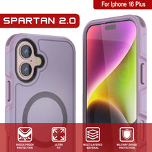 Load image into Gallery viewer, Coque PunkCase pour iPhone 16 Plus, [Série Spartan 2.0] Coque robuste et transparente avec protecteur d&#39;écran intégré [lilas]
