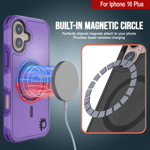 Coque PunkCase pour iPhone 16 Plus, [Série Spartan 2.0] Coque robuste et transparente avec protecteur d'écran intégré [violet]