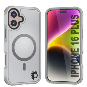 Coque PunkCase pour iPhone 16 Plus, [Série Spartan 2.0] Coque robuste et transparente avec protecteur d'écran intégré [blanc]