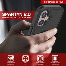 Charger l&#39;image dans la galerie, Coque PunkCase pour iPhone 16 Plus, [Série Spartan 2.0] Coque robuste et transparente avec protecteur d&#39;écran intégré [Noir]
