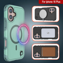 Load image into Gallery viewer, Coque PunkCase pour iPhone 16 Plus, [Série Spartan 2.0] Coque robuste et transparente avec protecteur d&#39;écran intégré [bleu sarcelle]
