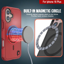 Charger l&#39;image dans la galerie, Coque PunkCase pour iPhone 16 Plus, [Série Spartan 2.0] Coque robuste et transparente avec protecteur d&#39;écran intégré [rouge]
