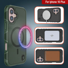 Load image into Gallery viewer, Coque PunkCase pour iPhone 16 Plus, [Série Spartan 2.0] Coque robuste et transparente avec protecteur d&#39;écran intégré [vert foncé]
