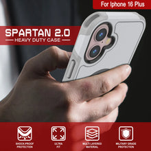 Charger l&#39;image dans la galerie, Coque PunkCase pour iPhone 16 Plus, [Série Spartan 2.0] Coque robuste et transparente avec protecteur d&#39;écran intégré [blanc]
