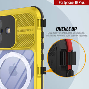 Coque étanche en aluminium pour iPhone 16 Plus Metal Extreme 2.0 Series IP68 avec protection d'écran intégrée [Jaune]