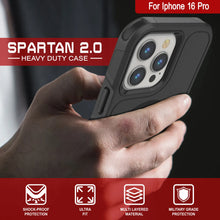 Load image into Gallery viewer, Coque PunkCase pour iPhone 16 Pro, [Série Spartan 2.0] Coque robuste et transparente avec protecteur d&#39;écran intégré [Noir]
