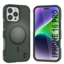 Load image into Gallery viewer, Coque PunkCase pour iPhone 16 Pro, [Série Spartan 2.0] Coque robuste et transparente avec protecteur d&#39;écran intégré [vert foncé]
