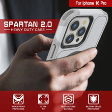 Charger l&#39;image dans la galerie, Coque PunkCase pour iPhone 16 Pro, [Série Spartan 2.0] Coque robuste et transparente avec protecteur d&#39;écran intégré [blanc]
