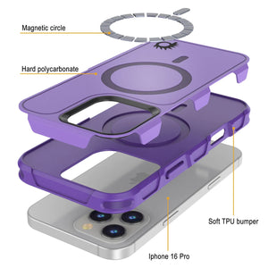 Coque PunkCase pour iPhone 16 Pro, [Série Spartan 2.0] Coque robuste et transparente avec protecteur d'écran intégré [violet]