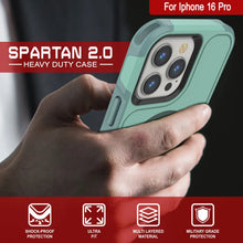 Load image into Gallery viewer, Coque PunkCase pour iPhone 16 Pro, [Série Spartan 2.0] Coque robuste et transparente avec protecteur d&#39;écran intégré [bleu sarcelle]
