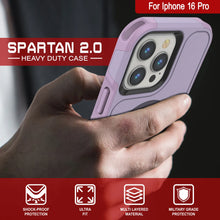 Charger l&#39;image dans la galerie, Coque PunkCase pour iPhone 16 Pro, [Série Spartan 2.0] Coque robuste et transparente avec protecteur d&#39;écran intégré [lilas]
