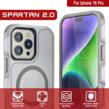 Charger l&#39;image dans la galerie, Coque PunkCase pour iPhone 16 Pro, [Série Spartan 2.0] Coque robuste et transparente avec protecteur d&#39;écran intégré [blanc]
