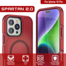 Load image into Gallery viewer, Coque PunkCase pour iPhone 16 Pro, [Série Spartan 2.0] Coque robuste et transparente avec protecteur d&#39;écran intégré [rouge]
