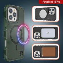 Load image into Gallery viewer, Coque PunkCase pour iPhone 16 Pro, [Série Spartan 2.0] Coque robuste et transparente avec protecteur d&#39;écran intégré [vert foncé]
