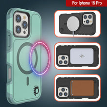 Load image into Gallery viewer, Coque PunkCase pour iPhone 16 Pro, [Série Spartan 2.0] Coque robuste et transparente avec protecteur d&#39;écran intégré [bleu sarcelle]
