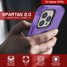 Load image into Gallery viewer, Coque PunkCase pour iPhone 16 Pro, [Série Spartan 2.0] Coque robuste et transparente avec protecteur d&#39;écran intégré [violet]
