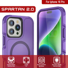 Load image into Gallery viewer, Coque PunkCase pour iPhone 16 Pro, [Série Spartan 2.0] Coque robuste et transparente avec protecteur d&#39;écran intégré [violet]
