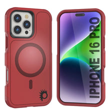 Load image into Gallery viewer, Coque PunkCase pour iPhone 16 Pro, [Série Spartan 2.0] Coque robuste et transparente avec protecteur d&#39;écran intégré [rouge]
