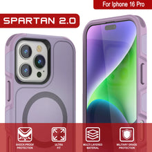 Charger l&#39;image dans la galerie, Coque PunkCase pour iPhone 16 Pro, [Série Spartan 2.0] Coque robuste et transparente avec protecteur d&#39;écran intégré [lilas]
