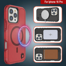 Load image into Gallery viewer, Coque PunkCase pour iPhone 16 Pro, [Série Spartan 2.0] Coque robuste et transparente avec protecteur d&#39;écran intégré [rouge]
