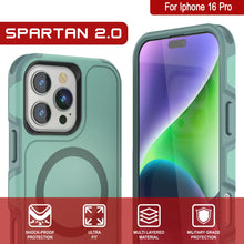 Load image into Gallery viewer, Coque PunkCase pour iPhone 16 Pro, [Série Spartan 2.0] Coque robuste et transparente avec protecteur d&#39;écran intégré [bleu sarcelle]
