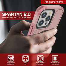 Load image into Gallery viewer, Coque PunkCase pour iPhone 16 Pro, [Série Spartan 2.0] Coque robuste et transparente avec protecteur d&#39;écran intégré [rose]
