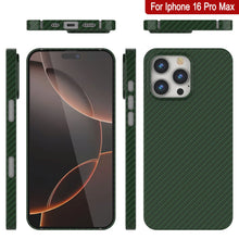 Load image into Gallery viewer, Coque en fibre de carbone Punkcase pour iPhone 16 Pro Max [Série AramidShield] Kevlar ultra fin et léger [Vert]
