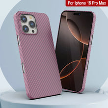 Load image into Gallery viewer, Coque en fibre de carbone Punkcase pour iPhone 16 Pro Max [Série AramidShield] Kevlar ultra fin et léger [Rose]
