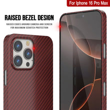 Charger l&#39;image dans la galerie, Coque en fibre de carbone Punkcase pour iPhone 16 Pro Max [Série AramidShield] Kevlar ultra fin et léger [Rouge]
