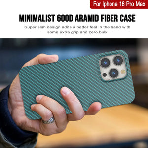 Coque en fibre de carbone Punkcase pour iPhone 16 Pro Max [Série AramidShield] Kevlar ultra fin et léger [Teal]