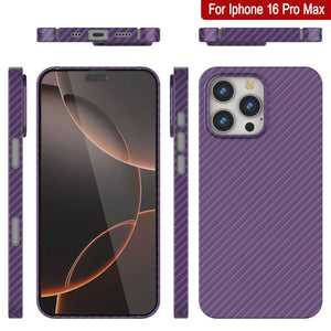 Coque en fibre de carbone Punkcase pour iPhone 16 Pro Max [Série AramidShield] Kevlar ultra fin et léger [Violet]