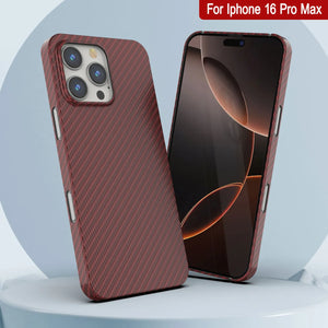 Coque en fibre de carbone Punkcase pour iPhone 16 Pro Max [Série AramidShield] Kevlar ultra fin et léger [Rouge]