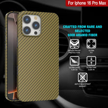 Charger l&#39;image dans la galerie, Coque en fibre de carbone Punkcase pour iPhone 16 Pro Max [Série AramidShield] Kevlar ultra fin et léger [Or]
