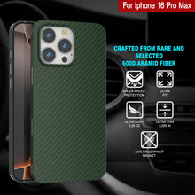 Load image into Gallery viewer, Coque en fibre de carbone Punkcase pour iPhone 16 Pro Max [Série AramidShield] Kevlar ultra fin et léger [Vert]
