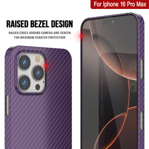 Coque en fibre de carbone Punkcase pour iPhone 16 Pro Max [Série AramidShield] Kevlar ultra fin et léger [Violet]